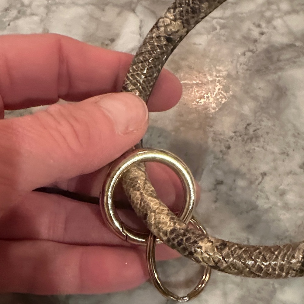 Snakeskin Patterned Bracelet with Gold Rings - Picture 2 of 3